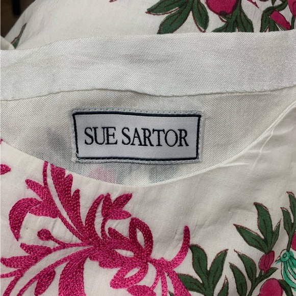 Anthropologie Sue Sartor Kaftan Shift Midi Dress Large Embroidered Bell Sleeve - Picture 9 of 15